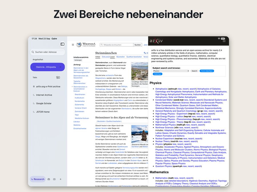 Cairn on iPad in German